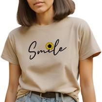 Camiseta Feminina T-shirt Algodão Estampada Smile Girassol Plus Size - GuGi