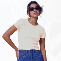 Camiseta Feminina T-Shirt Básica Canelada Riu Kiu Off White 10623