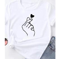 Camiseta Feminina T-Shirt Dorama Coração Camiseta Feminina T-Shirt Dorama Coração