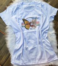 Camiseta Feminina T-shirt Estampa Borboleta Blusinha Baby Look