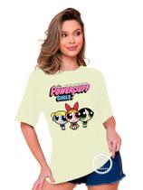 Camiseta Feminina T-Shirt Estampada Meninas Super Poderosas Camiseta 100% Algodão Malha 30.1