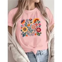 Camiseta Feminina T-shirt Floral Flores Jardim 100% Algodão Premium