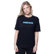 Camiseta Feminina T-Shirt Large Hocks Skate Logo Letter Preta 24-228