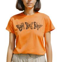 Camiseta Feminina T-shirt Plus Size Blusinha Borboletas Camisa GuGi
