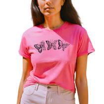 Camiseta Feminina T-shirt Plus Size Blusinha Borboletas Camisa GuGi