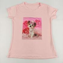 Camiseta Feminina T-shirt Rosa Claro Bebê Com Strass com Estampa Tênis