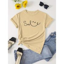 Camiseta Feminina T-shirt Smile Sorria 100% Algodão Premium