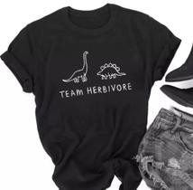 Camiseta Feminina Team Herbivore - Baby Look Dinossauro Algodão