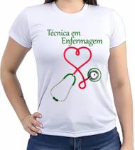 Camiseta Feminina Técnica Enfermagem Tshirt Estetoscópio - JJPRESENTES