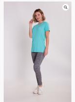 Camiseta Feminina Tecnologica Manga Curta. Cor verde água Tam M