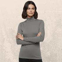 Camiseta Feminina Térmica Gola Alta Manga Longa Proteção Uv Blusa Segunda Pele Frio/Calor/Casual