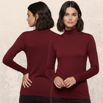 Camiseta Feminina Térmica Gola Alta Manga Longa Proteção Uv Blusa Segunda Pele Frio/Calor/Casual