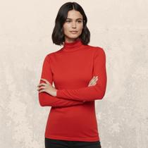 Camiseta Feminina Térmica Gola Alta Manga Longa Proteção Uv Blusa Segunda Pele Frio/Calor/Casual