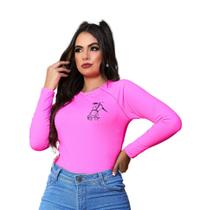 Camiseta Feminina Térmica Uv50+ Rosa Pink Mula Rosa