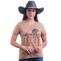 Camiseta Feminina Texas Farm - High Way - Cf266 - Marrom Caqui