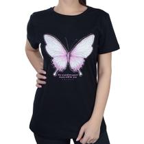 Camiseta Feminina Tharog T-Shirt Borboleta Preta - TH4501ML