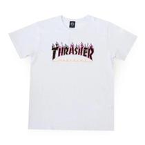 Camiseta Feminina Thrasher Double Flame Neon Girl Branco