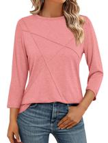 Camiseta feminina TICTICMISS, manga 3/4, gola redonda, coral