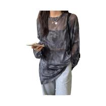 Camiseta Feminina Tie Dye De Manga Longa Primavera Estilo Urbano Solta Confortável Chic Minimalista