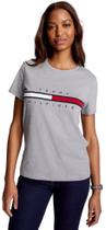 Camiseta feminina Tommy Hilfiger com logotipo bordado de ajuste regular