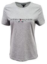 Camiseta feminina Tommy Hilfiger Line com gola redonda e algodão cinza