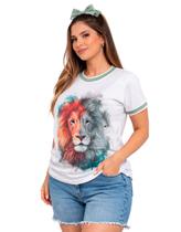 Camiseta Feminina Tshirt Gola Redonda Moda Cristã Leão Judá Camiseta Feminina Tshirt Gola Redonda Moda Cristã Leão Judá