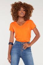 Camiseta Feminina - Tshirt Gola V - Moda Blogueira Chic