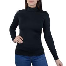 Camiseta Feminina Upman ML Térmica Gola Alta Preta - 246RF