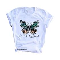 Camiseta Feminina Verão - Estampa Borboleta e Árvore - Estilo Harajuku Camiseta Feminina Verão - Estampa Borboleta e Árvore - Estilo Harajuku