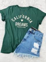 Camiseta Feminina Verde Militar Califórnia Dreams