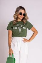 Camiseta feminina Verde Militar Wild West