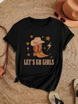Camiseta Feminina Vintage Cowboy - Manga Curta, Soltinha e Estilo O-pescoço
