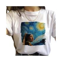 Camiseta Feminina Vintage Dos Anos 90 Harajuku Van Gogh Com Pintura a Óleo, Camiseta Engraçada E