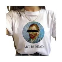 Camiseta Feminina Vintage Dos Anos 90 Harajuku Van Gogh Com Pintura a Óleo, Camiseta Engraçada E