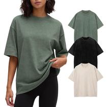 Camiseta feminina vintage Flygo de algodão lavado, pacote com 3 unidades Camiseta feminina vintage Flygo de algodão lavado, pacote com 3 unidades