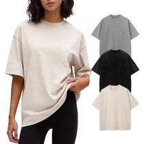 Camiseta feminina vintage Flygo de algodão lavado, pacote com 3 unidades Camiseta feminina vintage Flygo de algodão lavado, pacote com 3 unidades