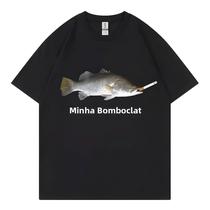 Camiseta Feminina Vintage Y2K Harajuku Com Estampa De Peixe, Manga Curta, Tendência De Moda High