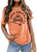 Camiseta feminina VVNTY Bibbidi Bobbidi Boo Halloween Tee laranja Camiseta feminina VVNTY Bibbidi Bobbidi Boo Halloween Tee laranja