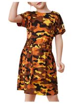 Camiseta feminina WDIRARA com estampa camuflada de manga curta 12Y Camiseta feminina WDIRARA com estampa camuflada de manga curta 12Y