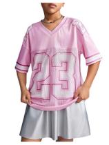 Camiseta feminina WDIRARA com estampa numérica com decote em V 13Y Camiseta feminina WDIRARA com estampa numérica com decote em V 13Y