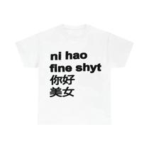Camiseta Feminina Y2K Hip Hop Com Estampa Nihao, Manga Curta, Estilo Retrô Streetwear, Moda Cool