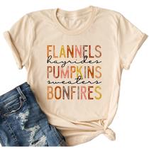 Camiseta feminina Ykomow Fall Pumpkin, creme casual de outono para Halloween