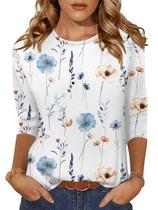Camiseta feminina Zeagoo com estampa floral elegante Camiseta feminina Zeagoo com estampa floral elegante