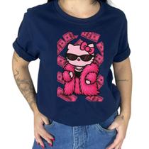 Camiseta Feminino Cifrao Hello Kitt Camisa Manga Curta Gola Ribana