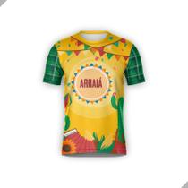 Camiseta Festa Junina Dry-fit Cordel Igreja Bandeirinhas