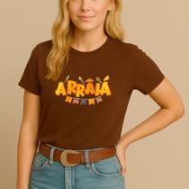 Camiseta Festa Junina Estampa Arraiá Bandeirinha Feminina São João Arraiá Estampa Caipira Algodão