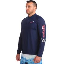 Camiseta Fishing Co. Ziper Proteção Upf 50+ - Cor:Marinho