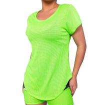 Camiseta Fitness Feminina Para Academia Gola Redonda Microfuros Ideal Para Esportes Donna Martins