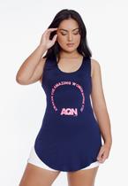 Camiseta Fitness Tapa Bumbum Silk Marinho + Rosa - AQN SPORT