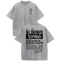 Camiseta Fkatuzi Christian Cross para homens cinza claro tamanho S Camiseta Fkatuzi Christian Cross para homens cinza claro tamanho S